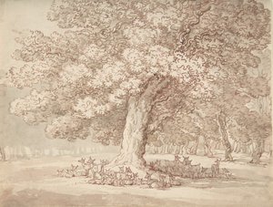 Herde von Hirschen unter einer Eiche, 1775-1827