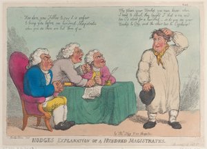 Hodges Erklärung von hundert Magistraten von Thomas Rowlandson