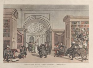 Innenansicht der öffentlichen Bibliothek, Cambridge, 9. November 1809 von Thomas Rowlandson