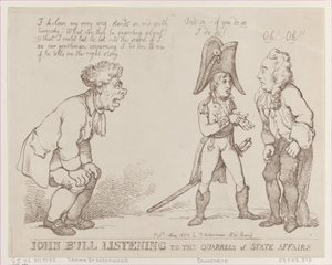 John Bull hört den Streitigkeiten der Staatsangelegenheiten zu, 1. Mai 1803