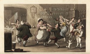 Johnny tanzt auf einer geheimen Party mit anderen Dienern in der Küche von Thomas Rowlandson