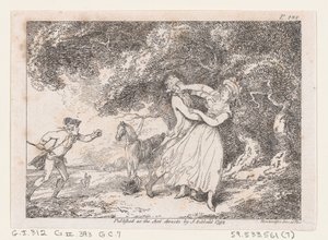 Joseph eilt, um Fanny vor drohender Gefahr zu retten, aus Die Abenteuer von Joseph Andrew von Thomas Rowlandson