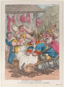 Ein Windstoß oder Barrow-Frauen, die einen Amtsdiener schlagen, 10. Februar 1814 von Thomas Rowlandson