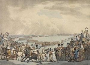 Leichte Kavallerie-Freiwillige von London und Westminster, kommandiert von Colonel Herries, inspiziert von Seiner Majestät auf dem Wimbledon Common, 5. Juli 1798