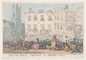 Master Billys Prozession zur Grocers Hall von Thomas Rowlandson
