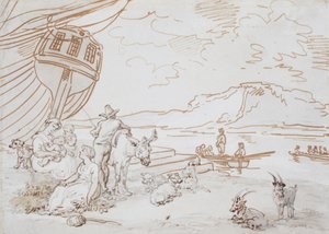 Mutter und Kinder am Wasser von Thomas Rowlandson