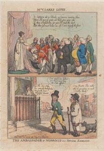 Mrs Clarks Empfang. Der Botschafter von Marokko auf einer Sonderbotschaft, 20. Februar 1809 von Thomas Rowlandson