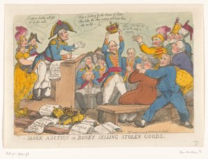Napoleon verkauft gestohlene Waren, 1813 von Thomas Rowlandson