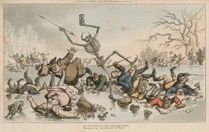 Auf dünnem Eis, der surrende Schlittschuh, wird zum Instrument des Schicksals von Thomas Rowlandson