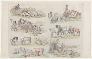 Tafel 11, Umrisse von Figuren, Landschaften und Vieh... für Lernende..., 31. Januar 1791 von Thomas Rowlandson