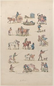 Tafel 1, Umrisse von Figuren, Landschaften und Vieh...für Lernende, Ma..., 8. März 1790 von Thomas Rowlandson