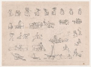 Tafel 2, Umrisse von Figuren, Landschaften und Vieh... für Lernende, 1. Juni 1790 von Thomas Rowlandson