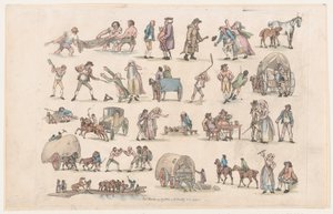 Platte 4, Umrisse von Figuren, Landschaften und Vieh... für den Gebrauch von Lernenden, 8. März 1790 von Thomas Rowlandson