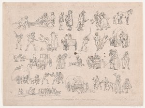 Tafel 4, Umrisse von Figuren, Landschaften und Vieh... für Lernende, März 8, 1790 von Thomas Rowlandson