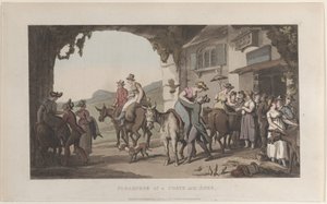 Vergnügungen einer Poste Aux Ânes, aus Journal of Sentimental Travels in the Southern Provin..., 1821