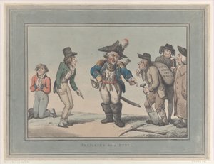 Vorbereitung auf ein Duell, 12. Januar 1795 von Thomas Rowlandson