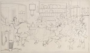 Quae Genus in den Sportarten der Küche, aus Die Geschichte von Johnny Quoe Genus: der Kleine..., 1822 von Thomas Rowlandson