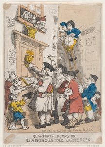 Vierteljährliche Mahnungen, oder Lärmende Steuereintreiber, 3. Februar 1805 von Thomas Rowlandson
