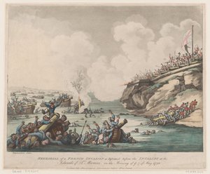 Probe einer französischen Invasion, aufgeführt vor den Invaliden auf den Inseln..., 18. Mai 1798