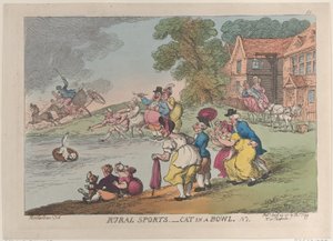 Ländliche Sportarten: Katze in einer Schüssel, 24. April 1811 von Thomas Rowlandson