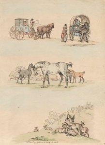 Satz von Sechzehn: Umrisse von Figuren und Landschaften von Thomas Rowlandson