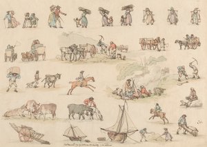 Satz von sechzehn: Umrisse von Figuren und Landschaften von Thomas Rowlandson
