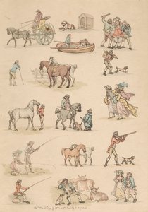 Satz von sechzehn: Umrisse von Figuren und Landschaften von Thomas Rowlandson