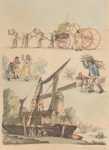 Satz von sechzehn: Umrisse von Figuren und Landschaften