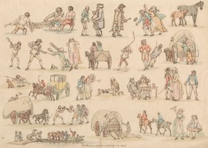 Satz von sechzehn: Umrisse von Figuren und Landschaften von Thomas Rowlandson