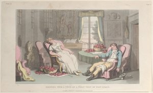 Schlafendes Tête-à-Tête bei einem ersten Besuch von Don Luigi, aus Neapel und der Campagna..., 1. Juni 1815 von Thomas Rowlandson