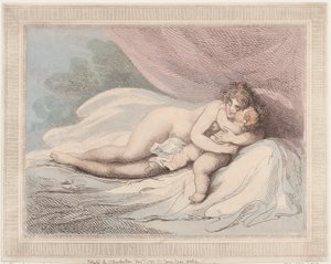 Schlafende Venus, die ein Kind kuschelt von Thomas Rowlandson