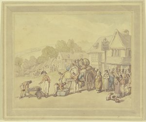Soldaten an einem Wirtshaus von Thomas Rowlandson