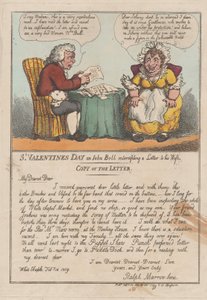 Der Valentinstag oder John Bull fängt einen Brief an seine Frau ab, 23. Februar 1809 von Thomas Rowlandson