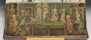 Das Buch des gemeinsamen Gebets, Detail einer Vorderschnittmalerei eines Billardspiels von Thomas Rowlandson