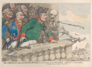 Der Korsikaner und seine Bluthunde am Fenster der Thuilleries, 16. April 1815 von Thomas Rowlandson