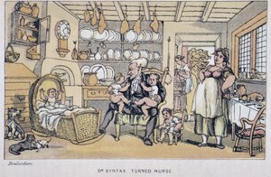 Der Doktor, der Kinder betreut - in „Die drei Reisen des Doktor Syntax: auf der Suche nach dem malerischen Trost und einer Frau“ von William Combe, ill. Rowlandson von Thomas Rowlandson