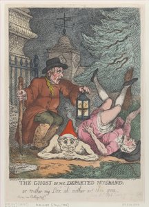Der Geist meines verstorbenen Ehemanns, oder Wohin meine Liebe, ach wohin bist du gegangen von Thomas Rowlandson