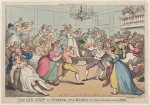 Der Gig-Shop oder Aufruhr bei Nell Hammiltons Hop, 16. Februar 1811 von Thomas Rowlandson