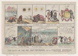 Die Lieben des Fuchses und des Dachses oder Die Koalitionshochzeit, 7. Januar 1784 von Thomas Rowlandson