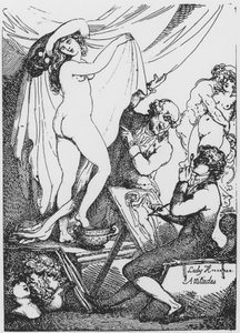 Die zukünftige Lady Hamilton posiert als Hygeia, Göttin der Gesundheit, im Tempel des Aesculapius von Dr. James Graham von Thomas Rowlandson