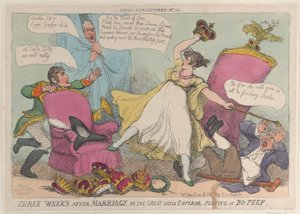 Drei Wochen nach der Hochzeit oder der große kleine Kaiser spielt Verstecken von Thomas Rowlandson