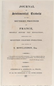 Titelseite, aus Journal of Sentimental Travels in the Southern Provinces of France, 1821 von Thomas Rowlandson