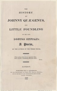 Titelseite, aus Die Geschichte von Johnny Quae Genus, Der kleine Findling des verstorbenen Doktors..., 1822 von Thomas Rowlandson