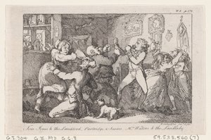 Tom Jones & der Wirt, Partridge & Susan, Mrs Waters & die Wirtin, aus Die Geschichte ..., 1792 von Thomas Rowlandson
