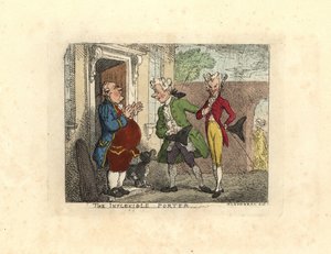 Besuchende Herren werden von einem Diener nicht ins Haus gelassen von Thomas Rowlandson