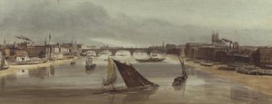 London Bridge von der Southwark Bridge (Denkmal links) von Thomas Shotter Boys