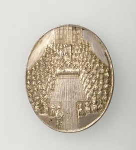 Dunbar-Medaille, das Parlamentshaus darstellend, 1650 (Rückseite) von Thomas Simon