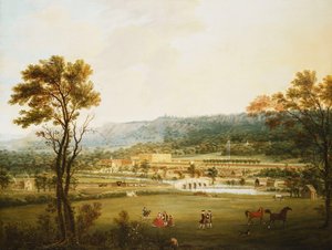 Ein weiter Blick auf Chatsworth, Derbyshire von Südwesten von Thomas Smith of Derby