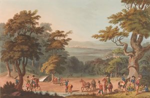 Ein entfernter Blick auf Ciudad Rodrigo, um 1810-11 (Aquatinta, koloriert)