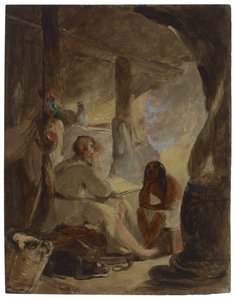 Robinson Crusoe und Freitag in der Höhle